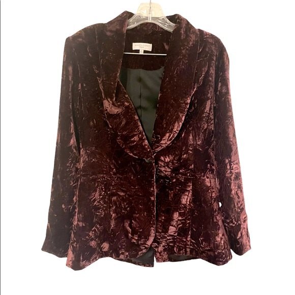 Waverly Grey liberant 2 button velvet deep Burgundy/plum women blazer size small - Picture 2 of 13